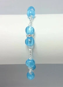 Armband "Mara" mit Glasperlen Typ Murano, Swarovski Rondelle, blau, handmade - Bild 1 von 3
