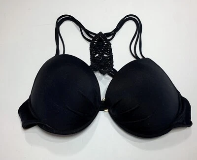 VICTORIAS SECRET Fabulous Macrame Racerback Push Up Swim Top Negro 34C Foto 1 de 4