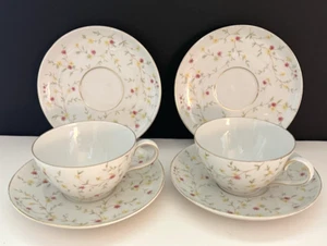 VTG Bavaria Elfenbein Chintz Floral 2 Teacups & 4 Saucers Porcelain Germany - Picture 1 of 18