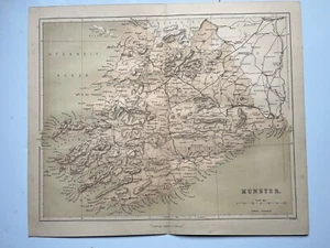 Munster Ireland Cork Kerry Clare Limerick antique vintage chromolithograph map - Picture 1 of 5