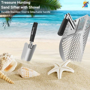 Metal Detector Sand Scoop Heavy Duty Stainless Steel Beach Treasure Tool - Picture 1 of 13