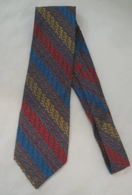 Men's WEMBLEY Designer Necktie,Bright Colorful,Blue,Red,Yellow Striped,Silk Tie - Image 1 of 4