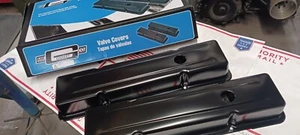 350 305 383 400 Chevy SBC Short Valve Covers w/Baffles Flat Black - Picture 1 of 4