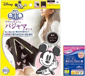 MediQtto Dr.Scholl Compression Pajama Legging Micky Black Size M From Japan - Picture 1 of 7
