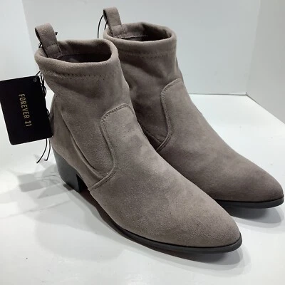 FOREVER 21 Gris Punta Punta Tacón Bloque Calcetín Botines Para Mujer Talla 6M Nuevo Foto 1 de 4