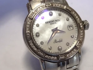 Raymond Weil Parsifal 9441 SS Date MOP Watch with Diamond Dial and Bezel - Picture 1 of 18