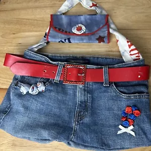 Borsa Levi’s fatta a mano donna cintura denim blu jeans tracolla con portafoglio - Foto 1 di 12