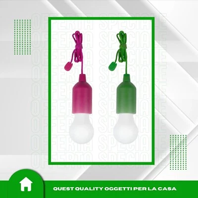 4 LAMPADINE LED COLORATE ESTERNO CAMPEGGIO SENZA FILI BATTERIA CON LACCIO FESTA - Immagine 1 di 4