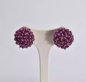 ORECCHINI ARGENTO 925 GRANDE RODIATO RUBINI LISCI 3 mm CLIPS FILO AGHT 0844 - Foto 1 di 3