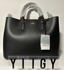 🐼💦 Ralph Lauren 🐼💦 Seasonless BSR Leder Tasche Handtasche Tasche Schwarz 🐼 GB36 - Bild 1 von 8