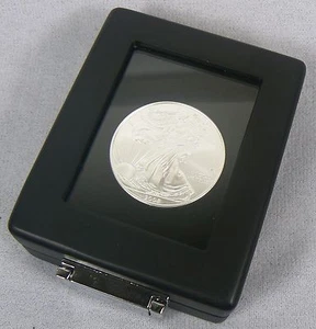 MATTE BLACK Wood coin box SMOOTH LOOK with BLACK & WHITE INTERIOR (BOX ONLY) - Picture 1 of 9