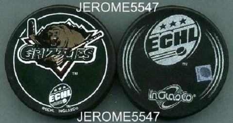 ECHL UTAH GRIZZLIES 2005 Blackish Dark GREEN Souvenir PUCK - LAST1 Cover
