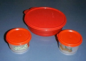 TUPPERWARE Stages 1 & 2 Snack Cups #1229 & Cereal Bowl #2415 with Red Seals NEW - Picture 1 of 3