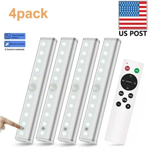 Remote Control LED Lights Under Cabinet Lighting Bar Wireless Portable LED 4pack - Picture 1 of 9