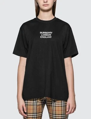 Pulôver feminino Burberry camiseta logotipo Carrick preto tamanho XS - Imagem 1 de 4