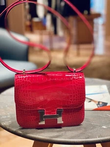 **SOLD OUT** NEW HERMES Constance Mini 18   Alligator /  Rose Extreme / PHW - Picture 1 of 1