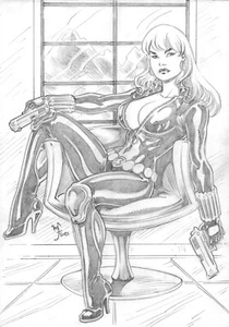 Black Widow (09"x12") by Marcio Fernandes - Ed Benes Studio - Picture 1 of 1
