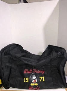 Mickey Mouse Duffle Bag Walt Disney World 1971 Tote Black Packable Zip Around - Picture 1 of 4