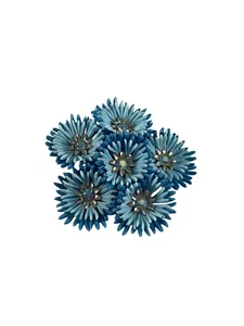 Vintage Blue Plastic Daisy Cluster Brooch Aurora Borealis Rhinestones Pin - Picture 1 of 6