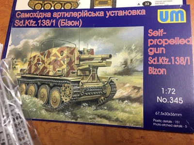 maquette 1/72, RARE , UM 345 - char allemand sdkfz 138/1 obusier porté de 155 - Photo 1/2
