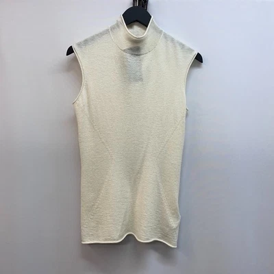 Reiss Sleeveless Mock Neck Knit Top Ivory Cream Wool Blend Vest Size M - Image 1 of 4