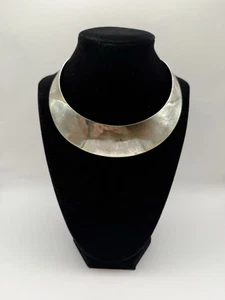 Sterling Silver Wide Moderist Collar Necklace Stamped Mexico - Picture 1 of 9