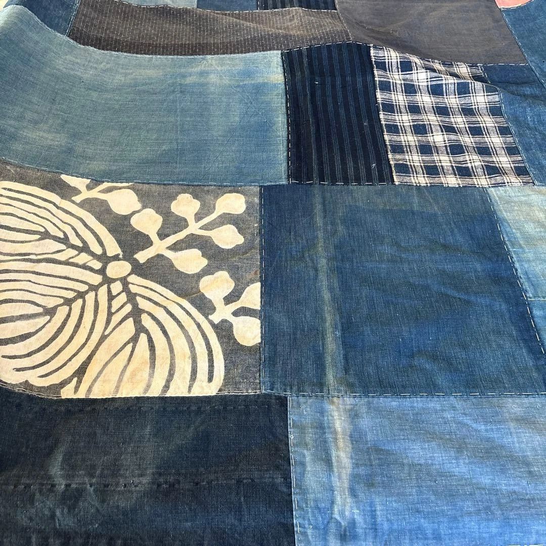 マスターピース 芸術的な総刺し子の襤褸敷物 boro japan vintage