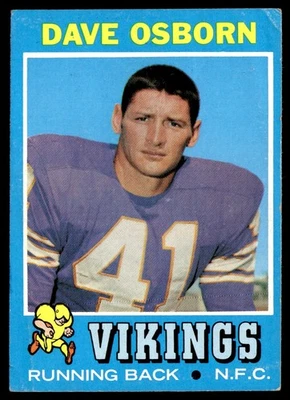 1971 Topps Dave Osborn Minnesota Vikings #225 - Image 1 of 2