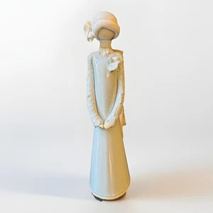 VTG Louise Auger Quebec Pottery Figurine Signed Ceramic Woman With Hat Handmade - Picture 1 of 5