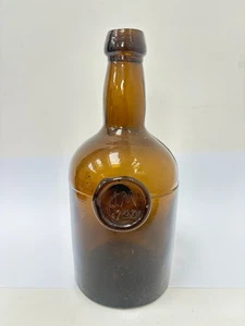 59628 alte antike schwarze Glasflasche Wein versiegelt Holzhammer Zwiebel JM 1726 - Bild 1 von 10