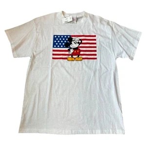Vintage Mickey Mouse T-Shirt Disney Store Deadstock 90s USA Flag Large - Picture 1 of 5