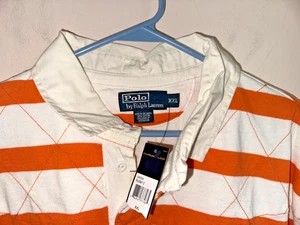 NUEVO CON ETIQUETAS POLO Ralph Lauren M's Manga Corta Rugby Polo Naranja/Blanco Rayas XXL - Imagen 1 de 5