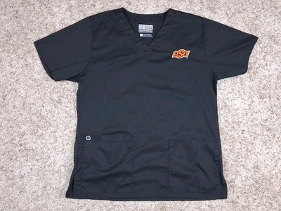Women’s Oklahoma State Scrub Top Black OSU Cowboys Pistol Pete Size Small  - Image 1 of 4
