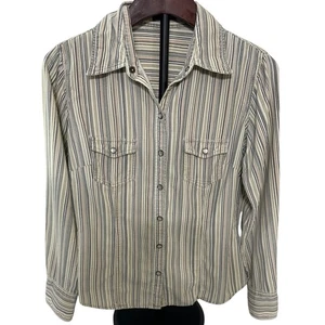 J.Crew Striped Multicolor Thin Corduroy Pearl Snap Button Shirt  - Picture 1 of 6