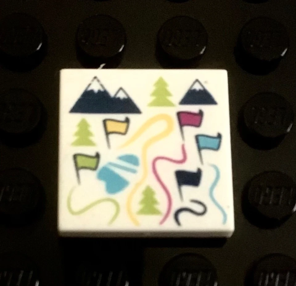LEGO Azulejo Blanco 2x2 con Mapa de Estación de Esquí Corre Esquí Snowboard Foto 1 de 1