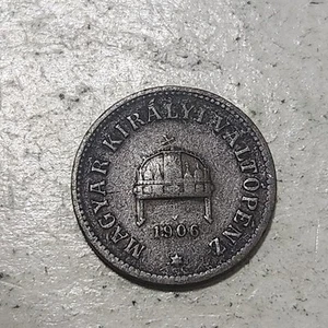 HUNGARY 🇭🇺 TWO (2) FILLÉR COIN 1906 (KING FRANZ JOSEPH I) - Picture 1 of 2