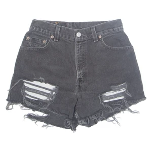 LEVI'S 550 Cut Off Womens Denim Shorts Black Relaxed XS W26 - Picture 1 of 6