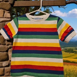1980s Vintage OshKosh B’Gosh Striped Shirt boy short sleeve tee 5 USA UNION MADE - Picture 1 of 6