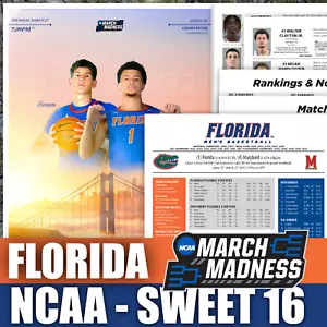 Florida Basketball NCAA Sweet 16 - Lineup Flipcard & Program Game Notes Maryland - Picture 1 of 4