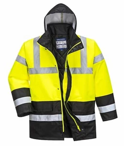 Portwest US466 Mens Waterproof Hi Vis Traffic Jacket Reflective Safety Coat - Picture 1 of 12