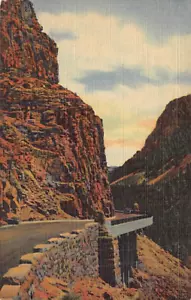 Postal POR QUÉ: Golden Gate Canyon, Yellowstone NP, Wyoming, lino vintage - Imagen 1 de 2