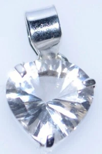 White Quartz Solitaire Heart Gem 925 Sterling Silver Pendant Gemstone Jewellery - Picture 1 of 5