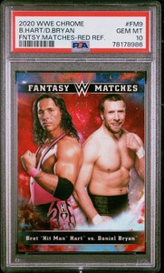 2020 WWE Topps Chrome Bret Hart/Daniel Bryan Fantasy Matches Red #4/5 PSA10