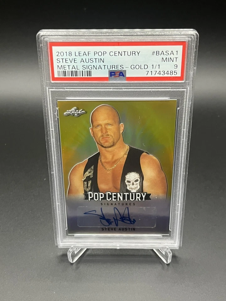 2018 Leaf Pop Century STONE COLD STEVE AUSTIN Gold Auto #1/1 One Of One Psa 9 - Image 1 of 2