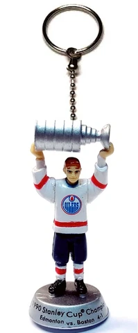 1990 EDMONTON OILERS KEYCHAIN NHL 1.5" TALL MINI FIGURE STANLEY CUP CHAMPION Cover