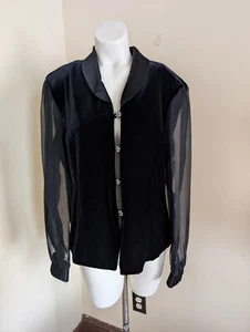 Vintage Whimsygoth Velvet Blouse Womens XL Black Grunge Goth Witchy 80s 90s - Picture 1 of 15