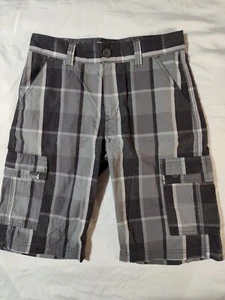 Levi's 12 regular youth plaid shorts black gray pockets long - Picture 1 of 11