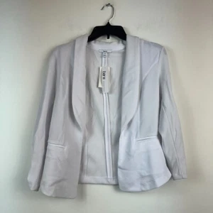 Bar III Womens XS White Notched Collar Open Front Ruched Sleeve Blazer NWT BI47 - Picture 1 of 4