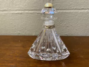 Vintage Crystal Perfume Bottle Czech Republic Rhinestone Accents 4.5”~BEAUTIFUL - Picture 1 of 17