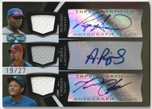 ALBERT PUJOLS RYAN HOWARD MIGUEL CABRERA 2009 Triple Threads Autograph Relic /27 - Picture 1 of 2
